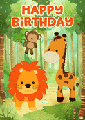Joyeux anniversaire avec animaux joyeux